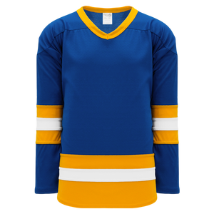 Athletic Knit (AK) H6500A-447 Adult Royal Blue/Gold/White League Hockey Jersey