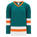 Athletic Knit (AK) H6500Y-458 Youth Pacific Teal/White/Orange League Hockey Jersey