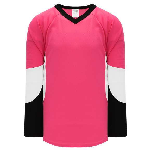 Athletic Knit (AK) H6600A-272 Adult Pink/Black/White League Hockey Jersey