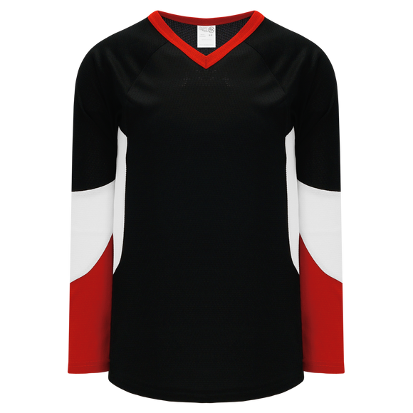Athletic Knit (AK) H6600Y-348 Youth Black/Red/White League Hockey Jersey