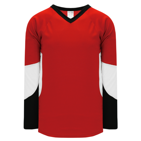 Athletic Knit (AK) H6600A-414 Adult Red/Black/White League Hockey Jersey