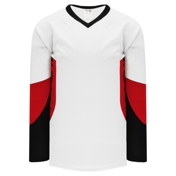Athletic Knit (AK) H6600Y-415 Youth White/Black/Red League Hockey Jersey