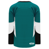Athletic Knit (AK) H6600A-457 Adult Pacific Teal/Black/White League Hockey Jersey