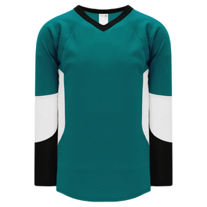 Athletic Knit (AK) H6600A-457 Adult Pacific Teal/Black/White League Hockey Jersey