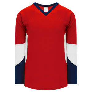 Athletic Knit (AK) H6600A-471 Adult Red/Navy/White League Hockey Jersey