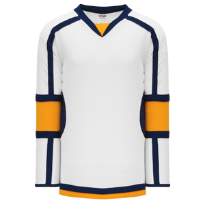 Athletic Knit (AK) H7000Y-461 Youth White/Navy/Gold Select Hockey Jersey