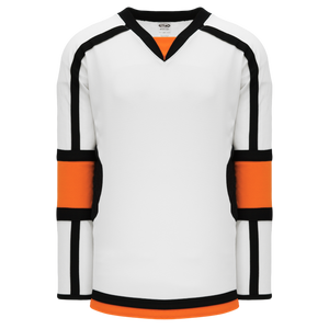 Athletic Knit (AK) H7000A-833 Adult White/Black/Orange Select Hockey Jersey