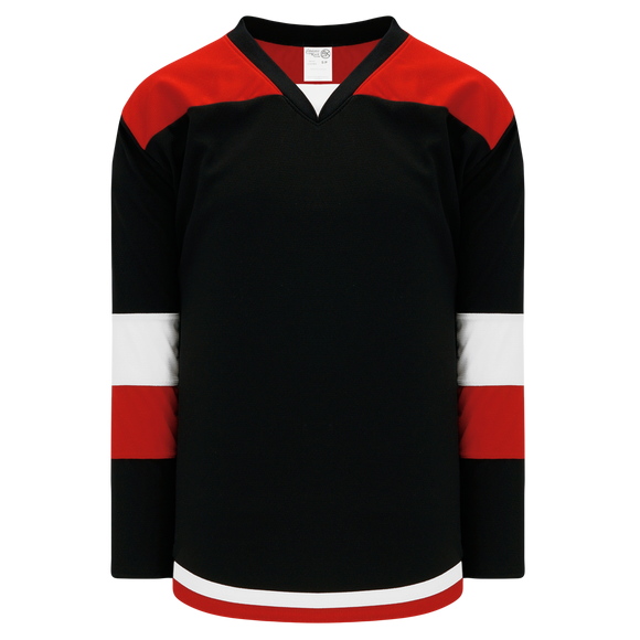 Athletic Knit (AK) H7400A-348 Adult Black/Red Select Hockey Jersey