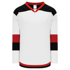 Athletic Knit (AK) H7400A-415 Adult White/Black/Red Select Hockey Jersey
