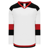 Athletic Knit (AK) H7400A-415 Adult White/Black/Red Select Hockey Jersey