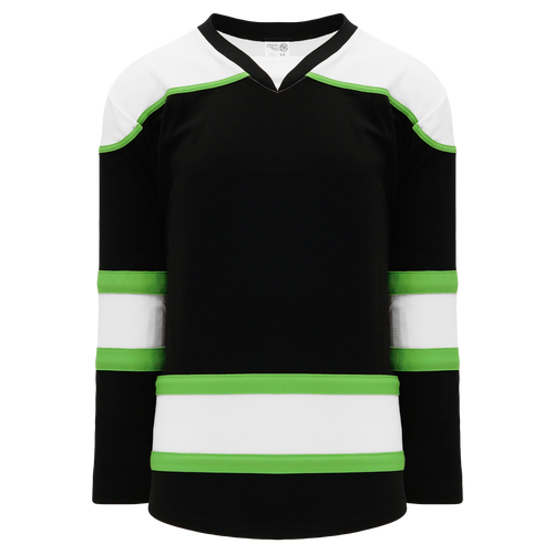 Athletic Knit (AK) H7500A-247 Adult Black/White/Lime Green Select Hockey Jersey - PSH Sports