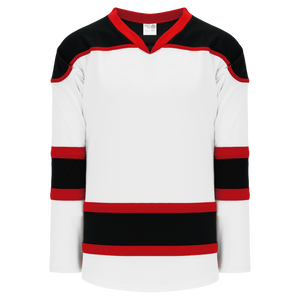 Athletic Knit (AK) H7500A-415 Adult White/Black/Red Select Hockey Jersey