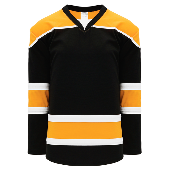 Athletic Knit (AK) H7500A-437 Adult Black/Gold/White Select Hockey Jersey