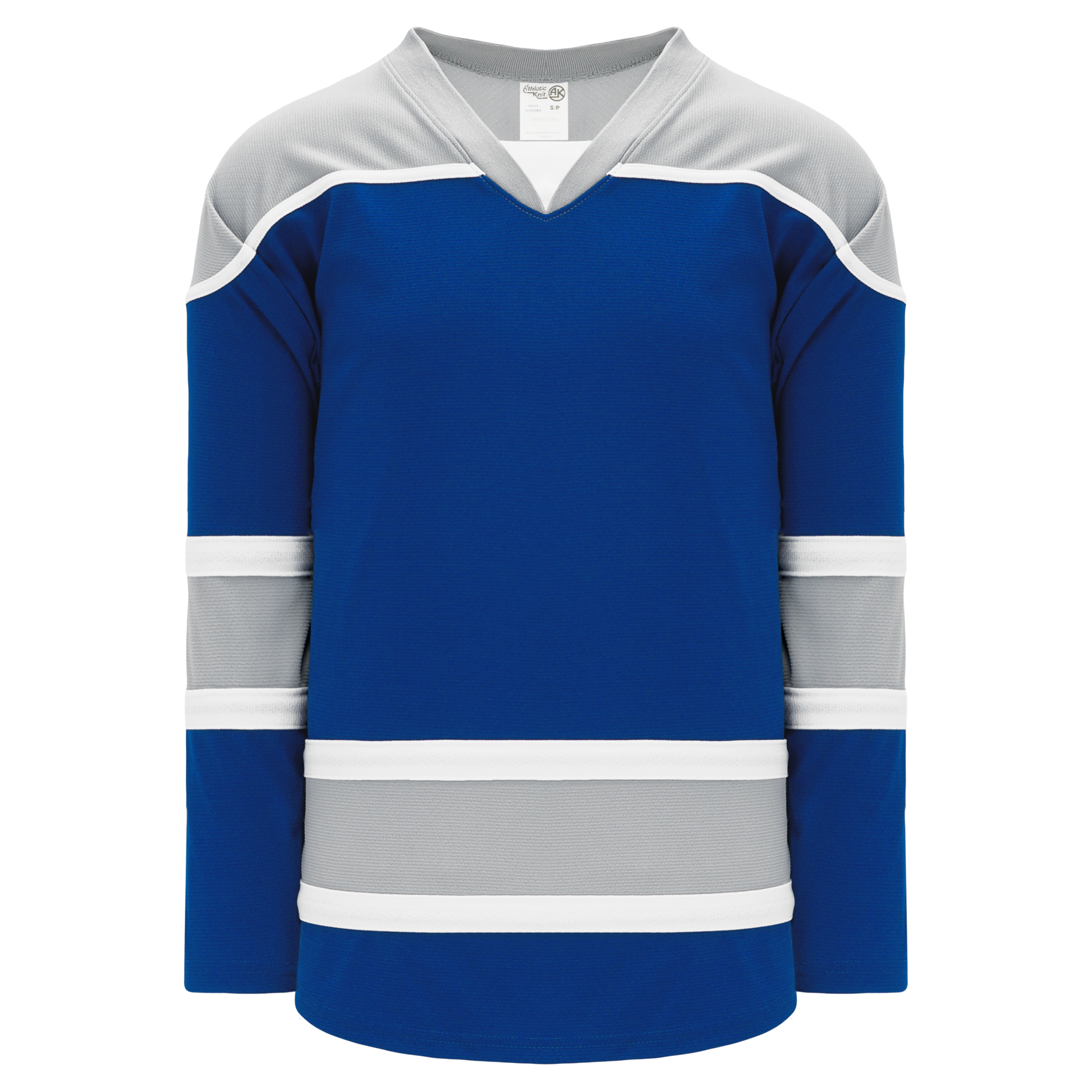 Athletic Knit (AK) H6500A-347 Adult Kelly Green/White/Royal Blue League Hockey Jersey Large