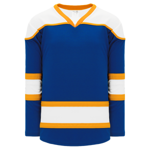 Athletic Knit (AK) H7500A-447 Adult Royal Blue/White/Gold Select Hockey Jersey