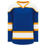 Athletic Knit (AK) H7500A-447 Adult Royal Blue/White/Gold Select Hockey Jersey