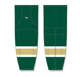 Athletic Knit (AK) HS2100 Dark Green/White/Vegas Gold Mesh Cut & Sew Ice Hockey Socks - PSH Sports