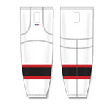 Athletic Knit (AK) HS2100 New Jersey Devils White Mesh Cut & Sew Ice Hockey Socks - PSH Sports