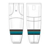 Athletic Knit (AK) HS2100 2013 San Jose Sharks White Mesh Cut & Sew Ice Hockey Socks - PSH Sports
