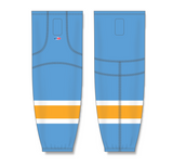 Athletic Knit (AK) HS2100 Sky Blue/White/Gold Mesh Cut & Sew Ice Hockey Socks - PSH Sports