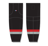 Athletic Knit (AK) HS2100 Carolina Hurricanes Third Black Mesh Cut & Sew Ice Hockey Socks - PSH Sports
