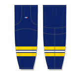 Athletic Knit (AK) HS2100 2011 University of Michigan Wolverines Navy Mesh Cut & Sew Ice Hockey Socks - PSH Sports
