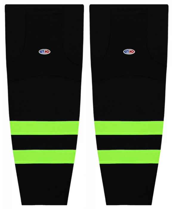 Athletic Knit (AK) HS2100-655 Dallas Stars Black/Neon Green Mesh Ice Hockey Socks