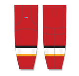Athletic Knit (AK) HS2100 2013 Calgary Flames Red Mesh Cut & Sew Ice Hockey Socks - PSH Sports