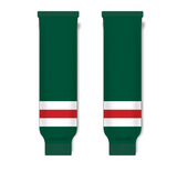 Athletic Knit (AK) HS630 Dark Green/White/Red Knit Ice Hockey Socks - PSH Sports