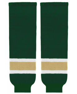 Athletic Knit (AK) HS630-262 Dark Green/White/Vegas Gold Knit Ice Hockey Socks