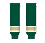 Athletic Knit (AK) HS630 Dark Green/White/Vegas Gold Knit Ice Hockey Socks - PSH Sports