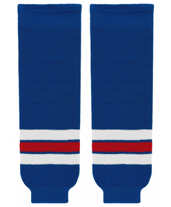 Athletic Knit (AK) HS630-312 New York Rangers Royal Blue Knit Ice Hockey Socks