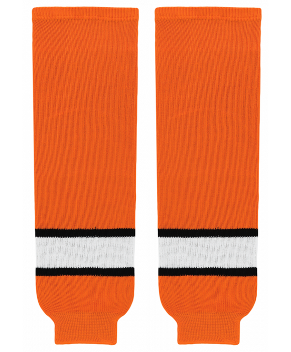 Athletic Knit (AK) HS630-330 Orange/White/Black Knit Ice Hockey Socks