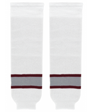 Modelline White/Maroon/Grey Knit Ice Hockey Socks