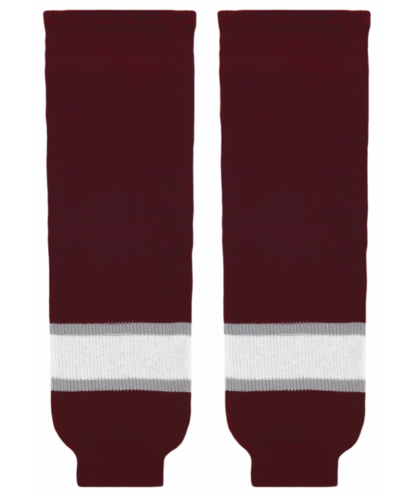 Modelline HS630-343 Maroon/Grey/White Knit Ice Hockey Socks