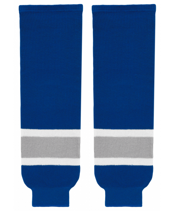 Athletic Knit (AK) HS630-446 Royal Blue/Grey/White Knit Ice Hockey Socks