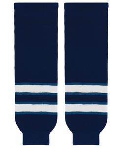 Athletic Knit (AK) HS630-595 Manitoba Moose Navy Knit Ice Hockey Socks