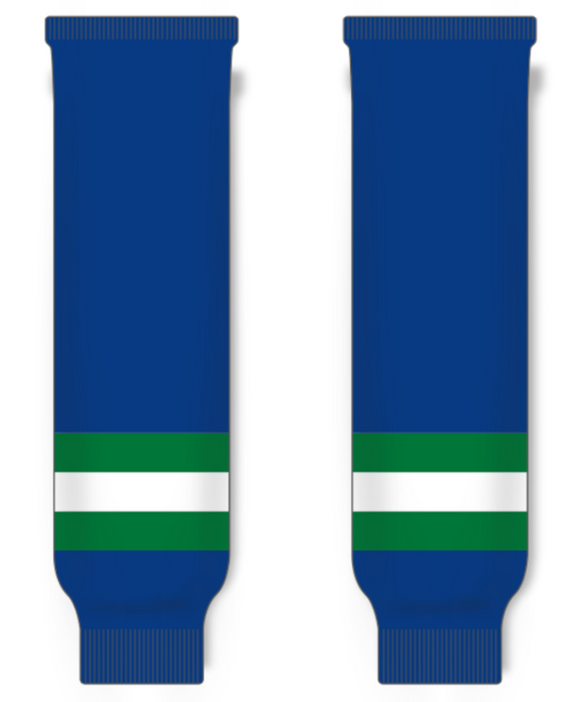 Modelline 1971-72 Vancouver Canucks Away Royal Blue Knit Ice Hockey Socks