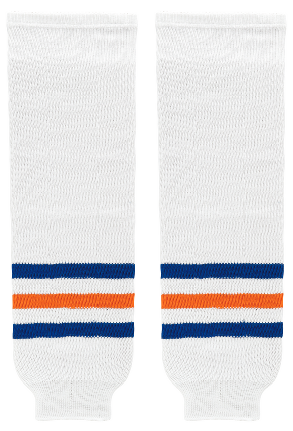Modelline 1980s Edmonton Oilers Home White Knit Ice Hockey Socks