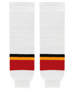 Modelline 1995-2009 Calgary Flames Away White Knit Ice Hockey Socks