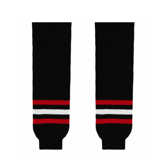 Athletic Knit (AK) HS630-614 New Chicago Blackhawks Third Black Knit Ice Hockey Socks