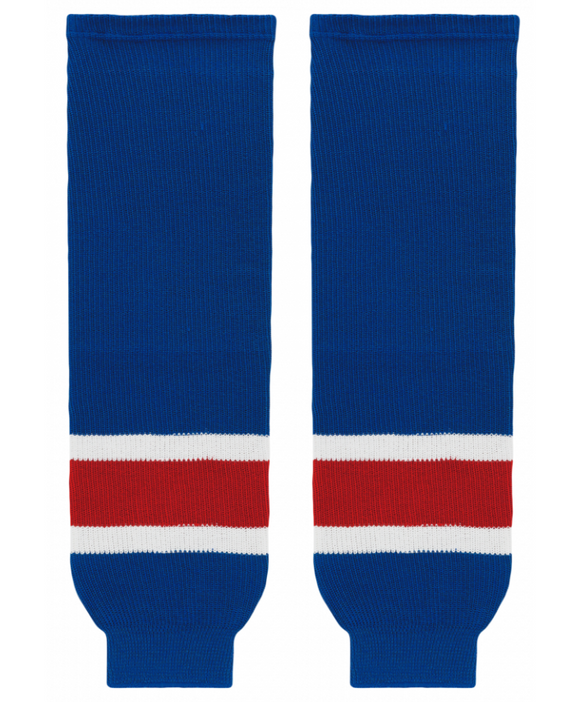 Athletic Knit (AK) HS630-812 New York Rangers Royal Blue Knit Ice Hockey Socks