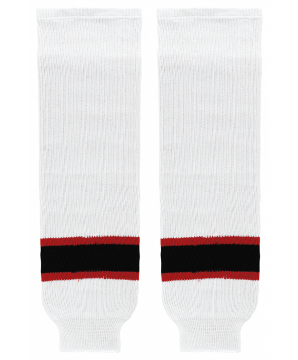 Athletic Knit (AK) HS630-367 New Jersey Devils White Knit Ice Hockey Socks