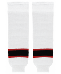 Athletic Knit (AK) HS630-367 New Jersey Devils White Knit Ice Hockey Socks - CLOSEOUT