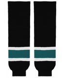 Athletic Knit (AK) HS630-634 2008 San Jose Sharks Third Black Knit Ice Hockey Socks