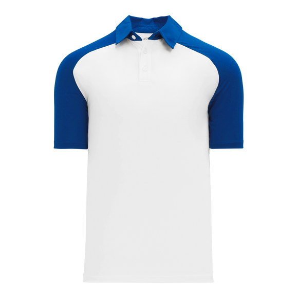 Athletic Knit (AK) A1815A-207 Adult White/Royal Blue Short Sleeve Polo Shirt