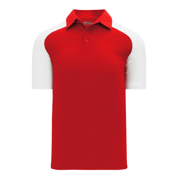 Athletic Knit (AK) A1815A-208 Adult Red/White Short Sleeve Polo Shirt