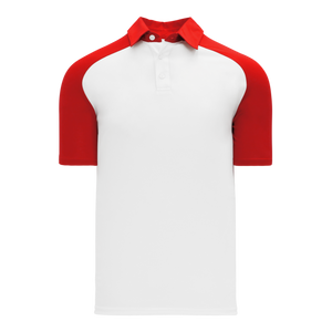 Athletic Knit (AK) A1815A-209 Adult White/Red Short Sleeve Polo Shirt