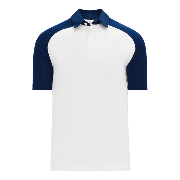 Athletic Knit (AK) A1815A-217 Adult White/Navy Short Sleeve Polo Shirt