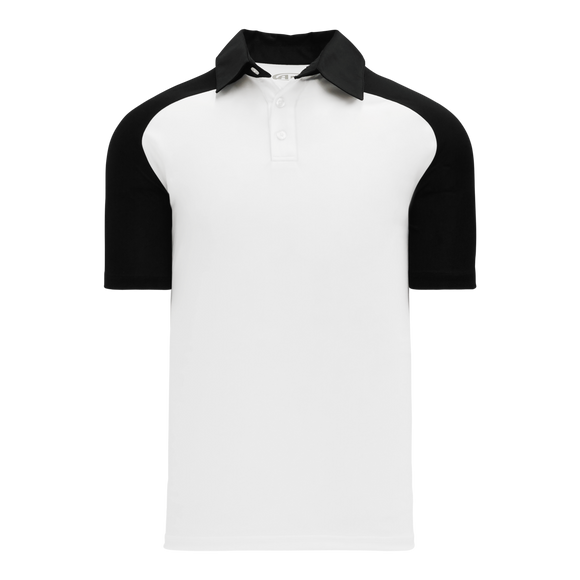 Athletic Knit (AK) A1815A-222 Adult White/Black Short Sleeve Polo Shirt